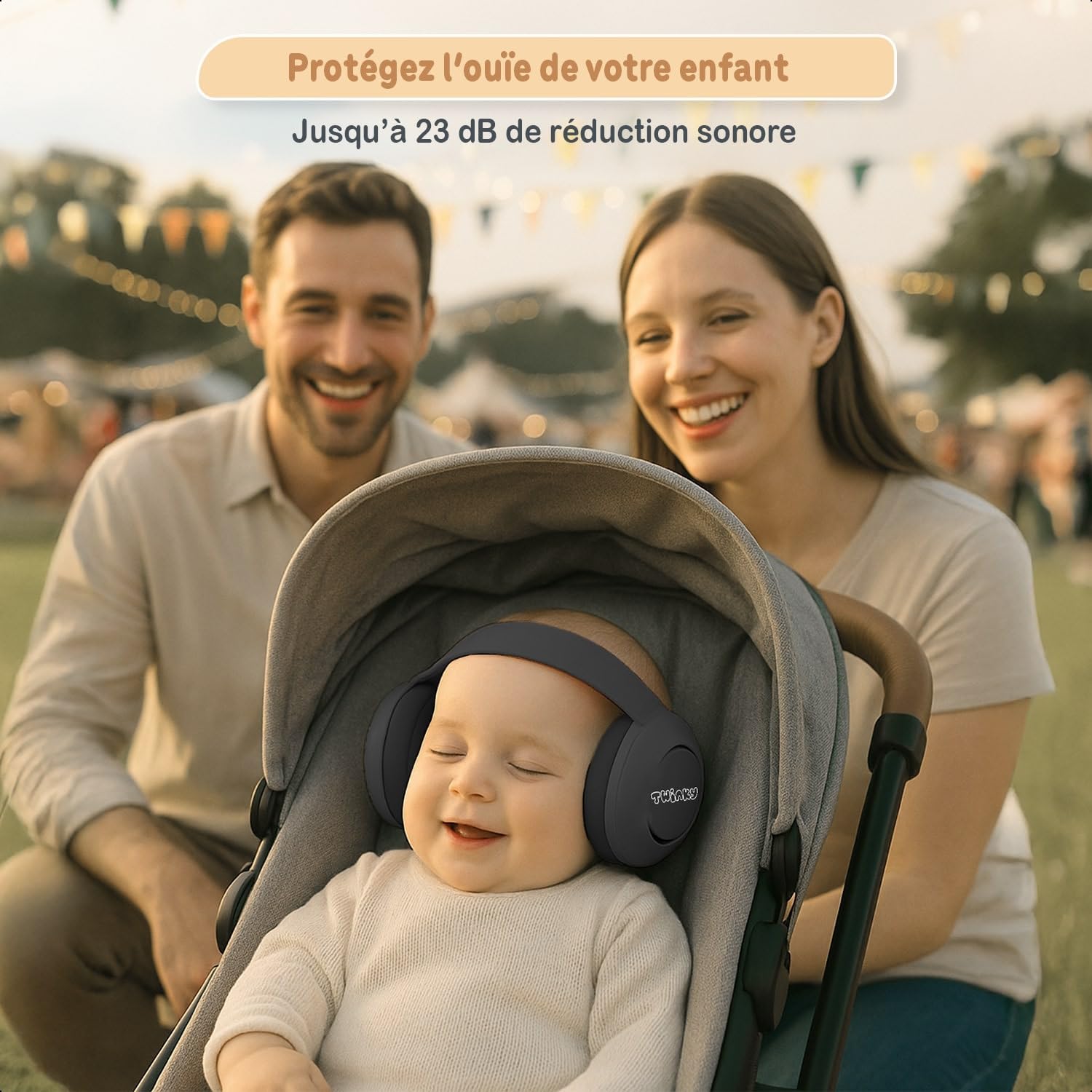 Twinky Cache-oreilles pour bébé de 0 à 36 mois – Casque antibruit bébé – Cache-oreilles confortables et réglables pour nourrissons, nouveau-nés et tout-petits – Protection auditive et meilleur sommeil