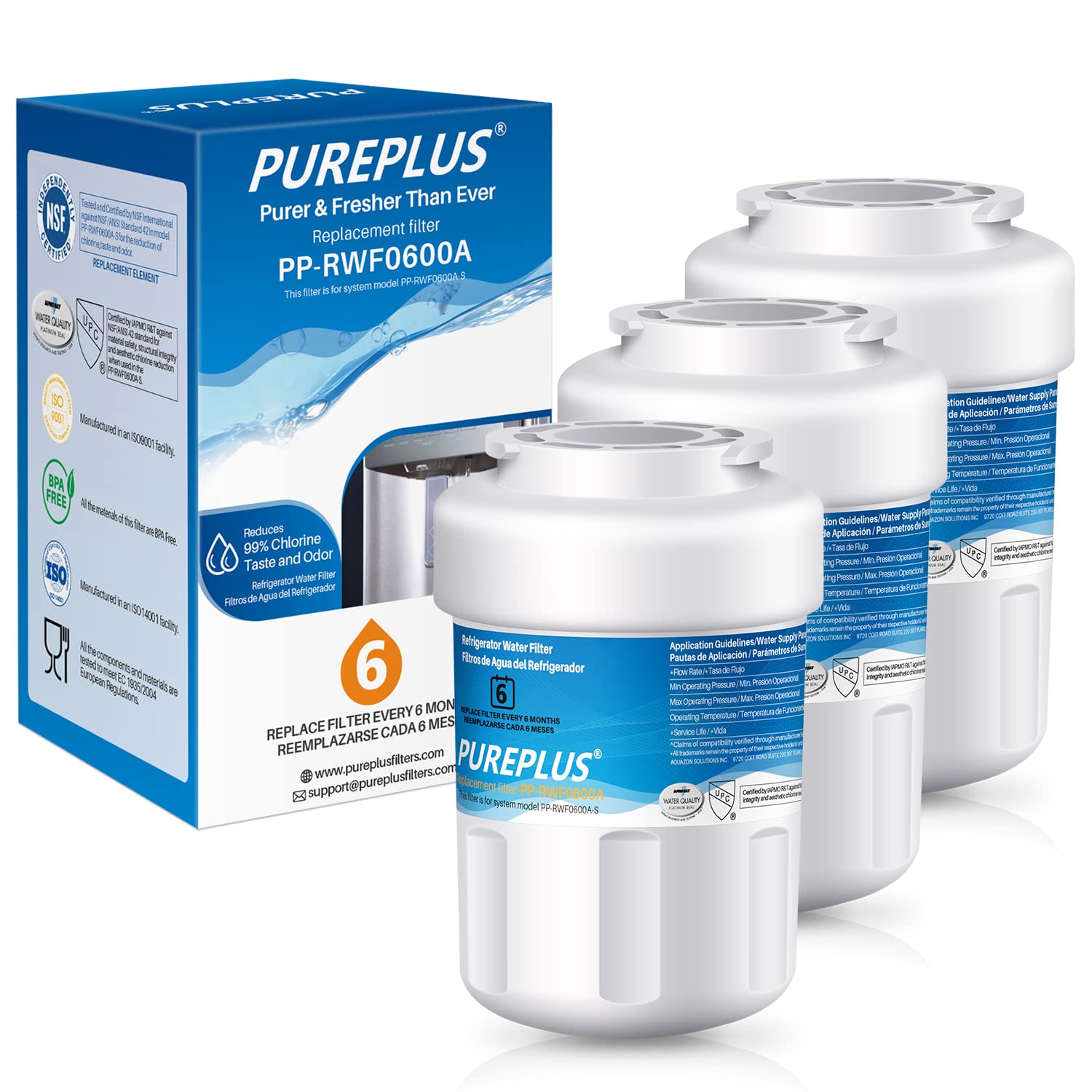 PUREPLUS MWF Refrigerator Water Filter, for GE SmartWater, HDX FMG1