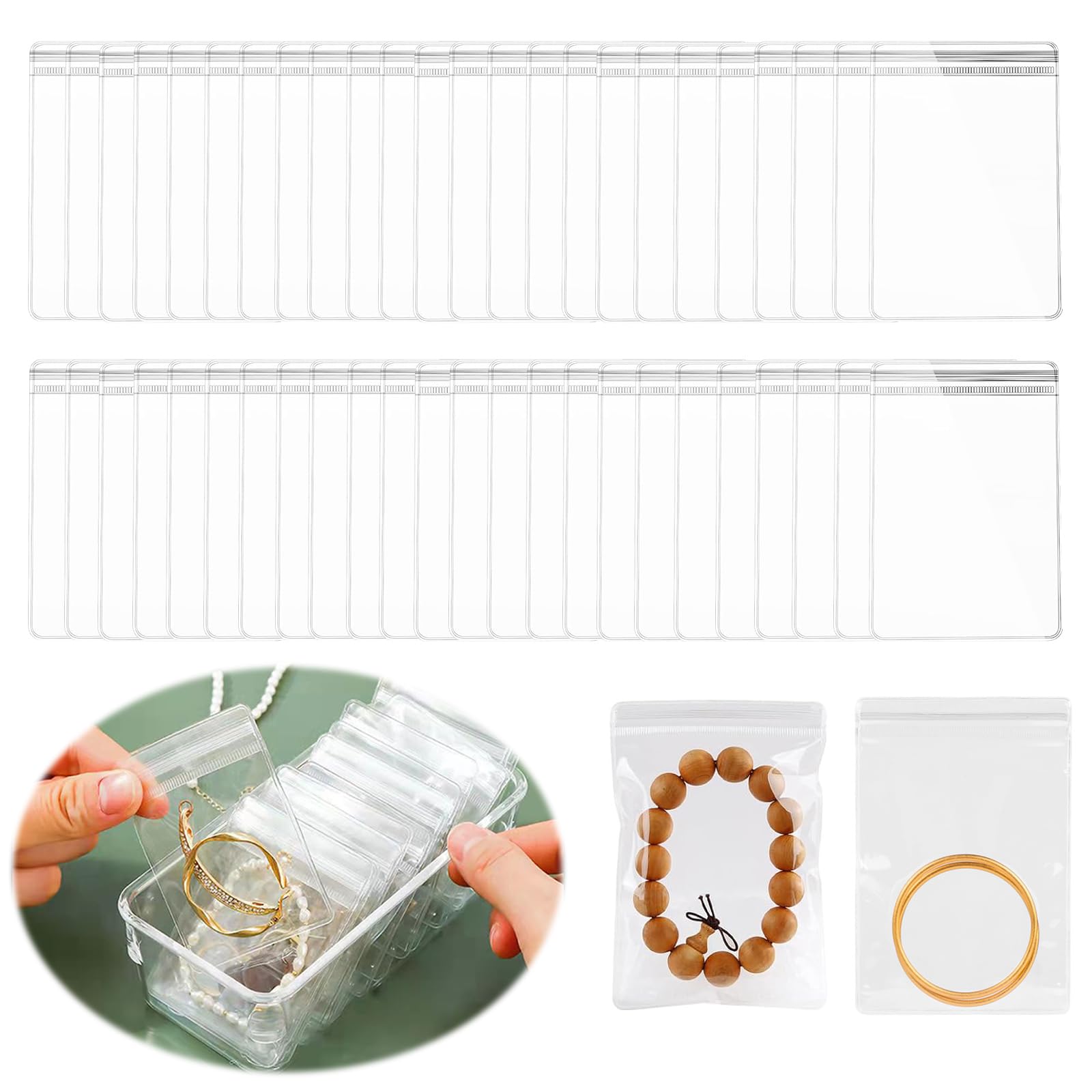 Liroyal ジュエリー袋 50枚入 透明 pvc アクセサリー ジップ パッキング ビニール 変色防止 包装袋 クリア ジッパー付き袋 密封 抗酸化 ジュエリーポーチ 飾品保護 収納宝飾品 10x15CM [並行輸入品]