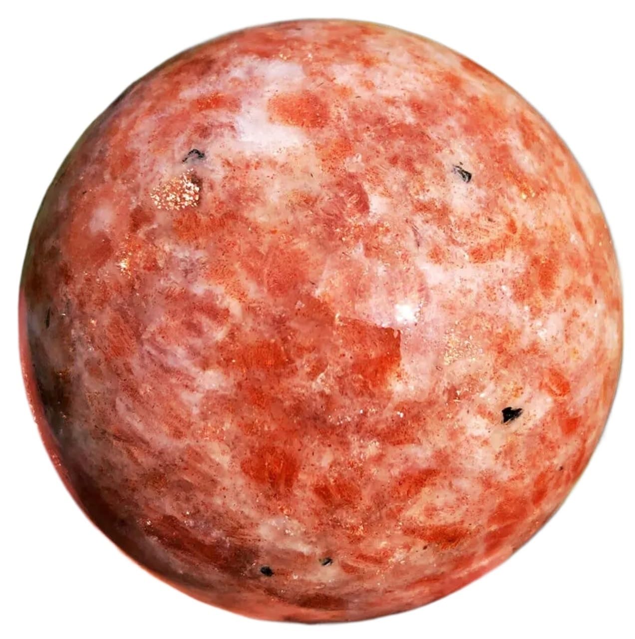 HAOYUNS Beautiful Natural Golden Sunstone Crystal Reiki Sphere Ball for Emotional and Spiritual Connection(105-110mm)