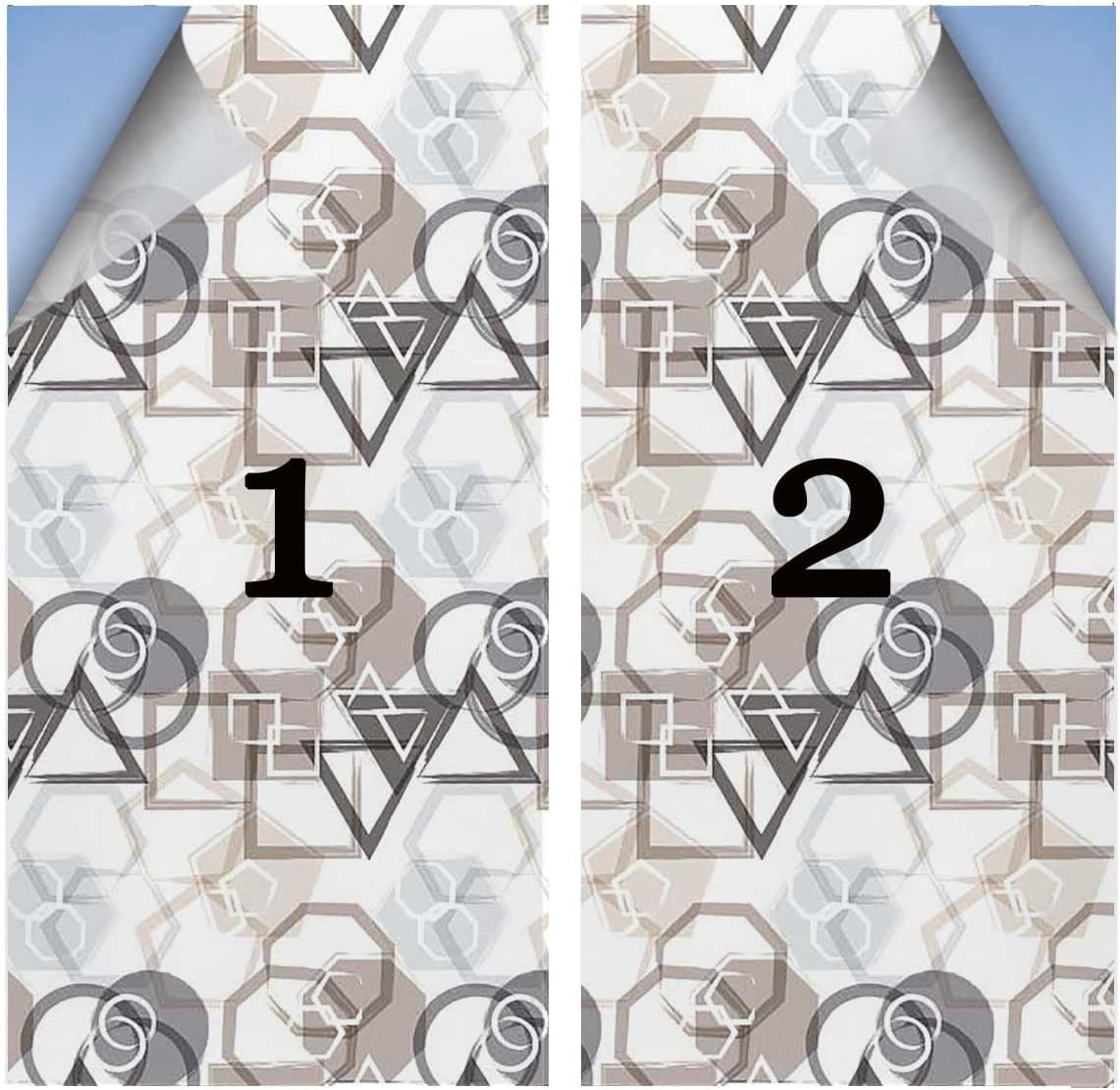 Window Film Window Privacy Film Triangles Squares Plygons No Adhesive Stained Glass Window Decor 17.7Wx35.4L-inch x2 Pcs