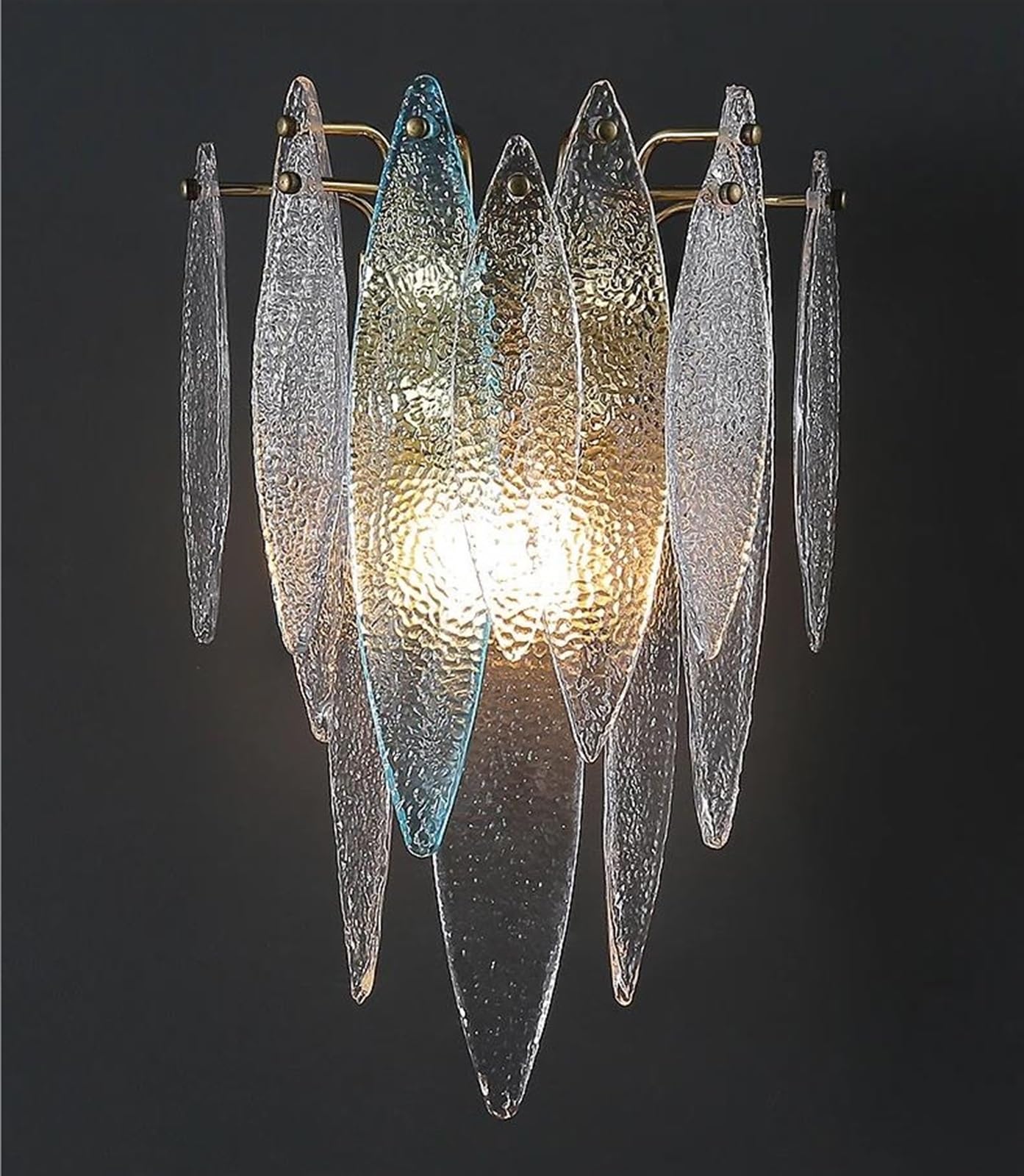 ZXTIIEUF Wall Light Golden Copper Transparent Glass Frosted Wall Lamp Living Room Background Bedroom Bedside Aisle Corridor Light Battery Wall Lights
