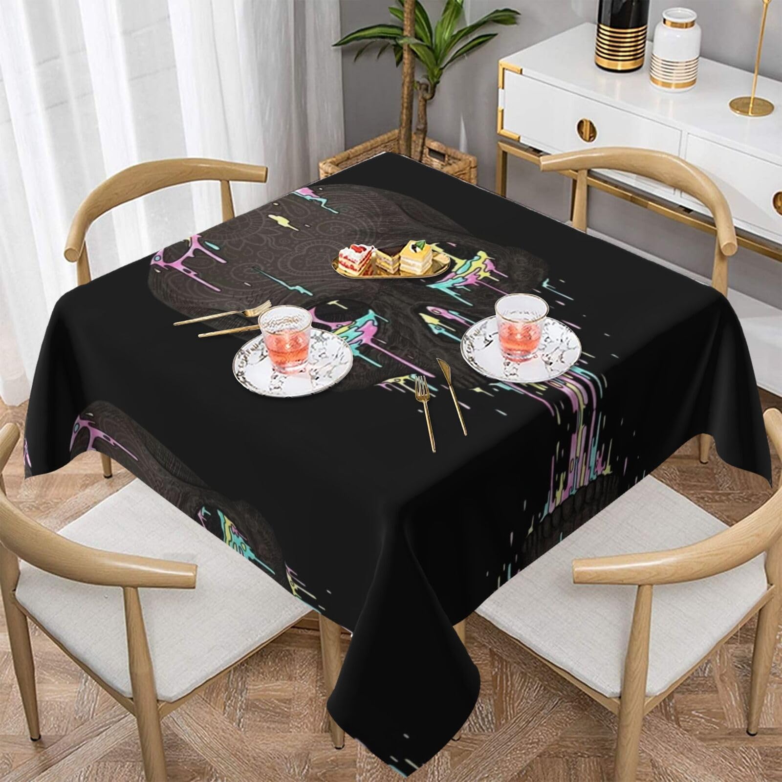Nappe carrée Sugar Horror anti-tache 152 cm pour protéger la table de cuisine