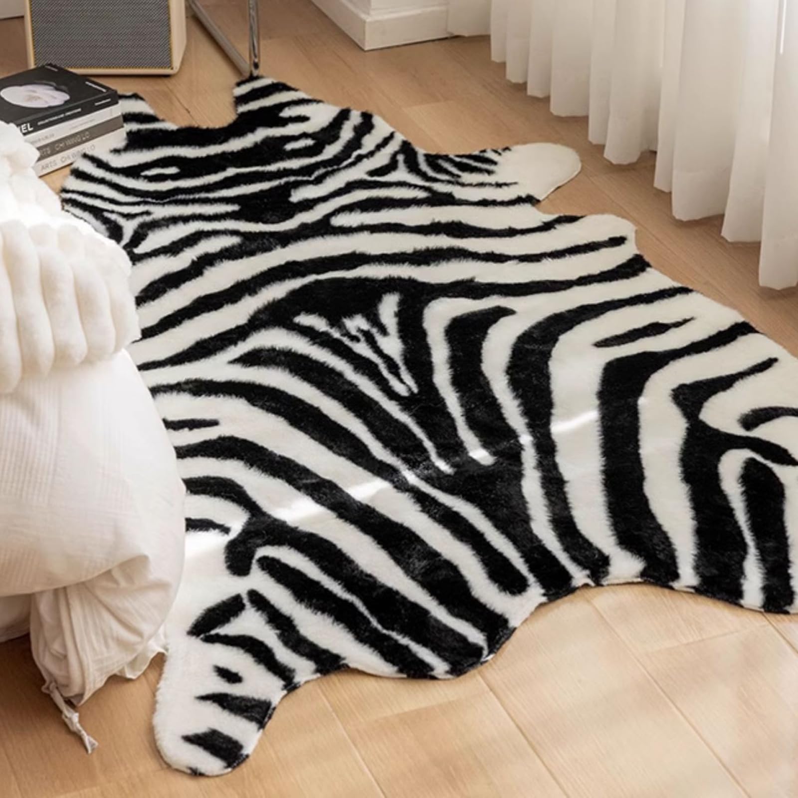Imprimer, Tapis Imprimé Zèbre Imitation Vache, Tapis Zèbre en Peau de Vache Artificielle