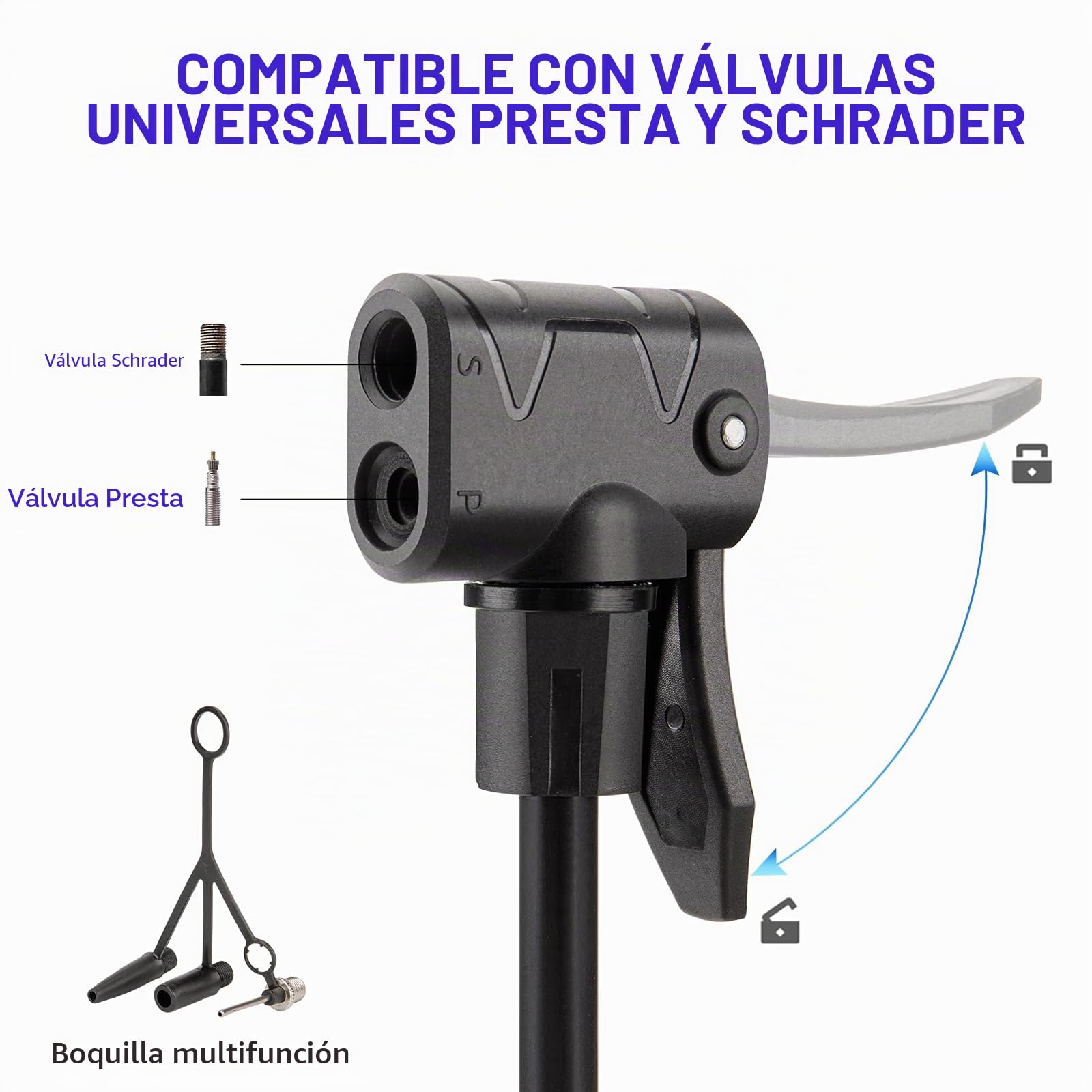 CXWXC Bomba de pie con doble cilindro y manómetro digital, para indicador de presión de 11 bar/160 psi, bomba de aire para bicicleta, moto, coche