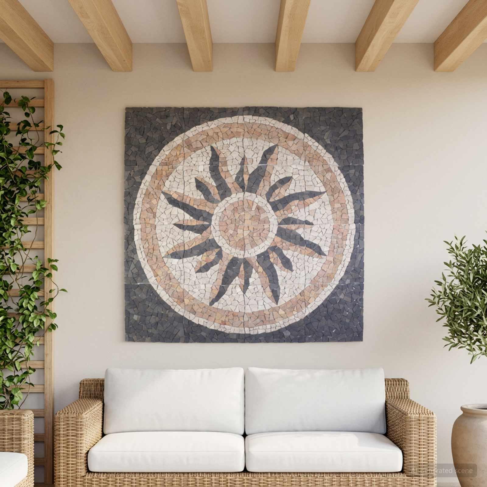 Wielokolorowe płytki mozaikowe, wzór słoneczny, 120 x 120 cm, z marmuru, do dekoracji ścian i podłóg, wodoodporne, wytrzymałe, wszechstronne zastosowanie, łatwa instalacja
