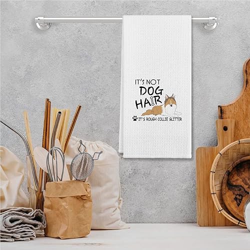 Miniatura 3 de It's Not Dog Hair It's Rough Collie - Toallas de cocina con purpurina, algodón moderno de 24 x 16 pulgadas, paños de cocina, paño de harina, toalla