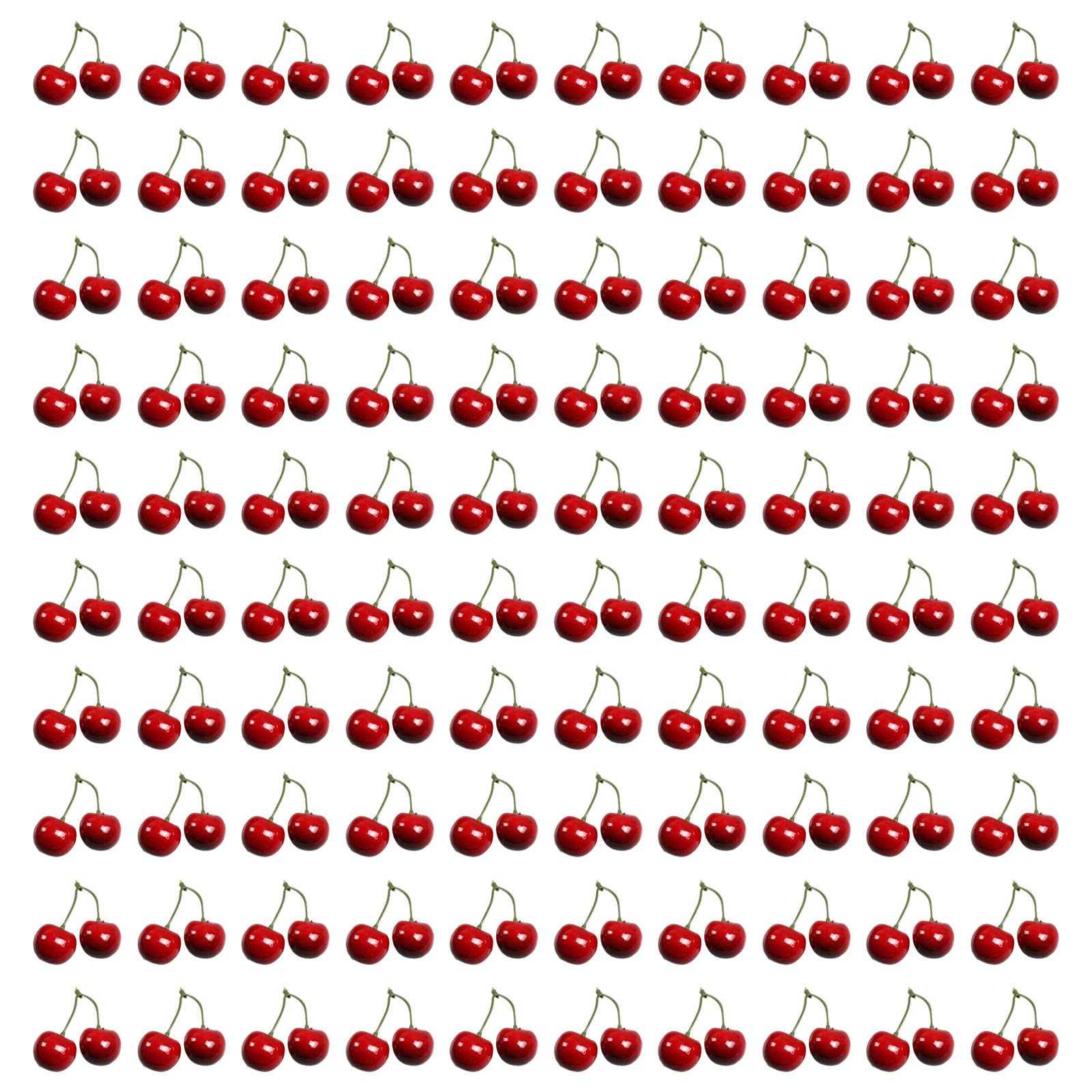 Mekalero 100Pcs Realistic Artificial Cherries Sturdy Foam Materials Ornament for Table Scatters and Photography Staging Foam Cherries Supplies