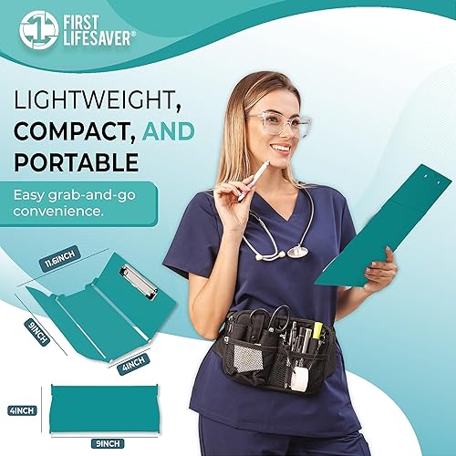 Miniatura 8 de First Lifesaver Portapapeles de enfermería de 3 capas plegables de aluminio para enfermeras, estudiantes de enfermería y médicos (mármol blanco)