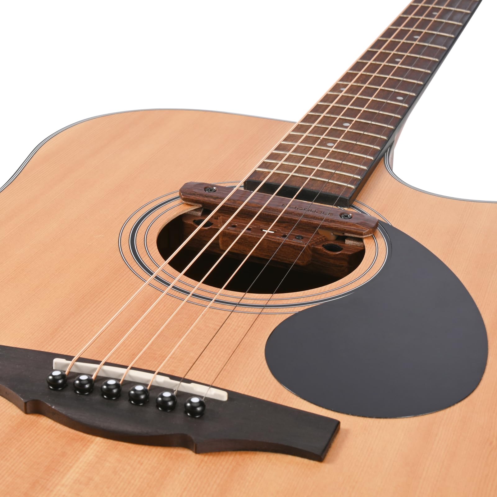 Pickup per chitarra acustica, ricaricabile, attivo, pickup per chitarra, regolabile, bobina magnetica, controllo del volume integrato, microfono, pickup acustico (venature del legno)