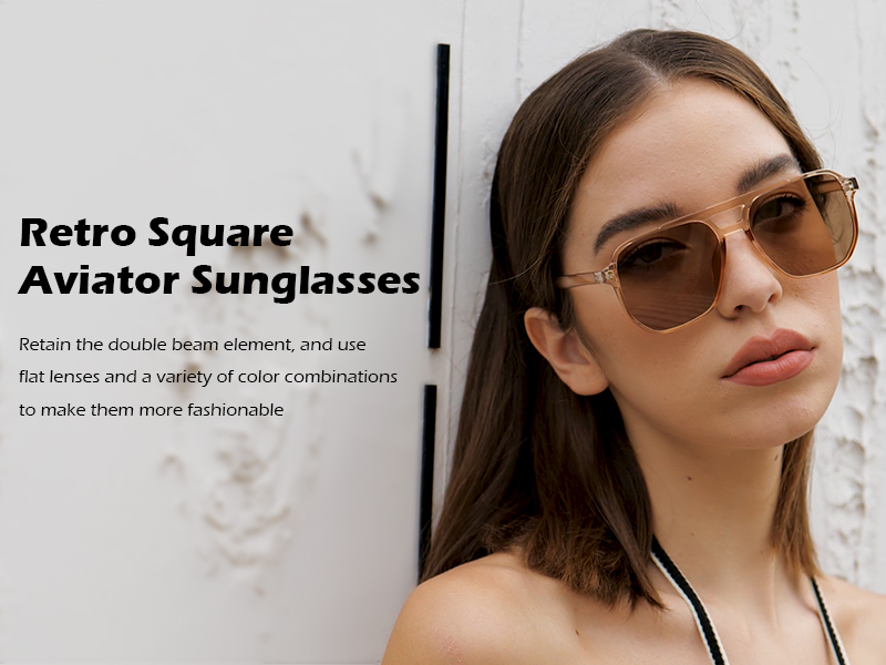 Retro Feathered Square Frame Sunnies Amazon.com: FEISEDY Retro Square Aviator Sunglasses Women  main image 4