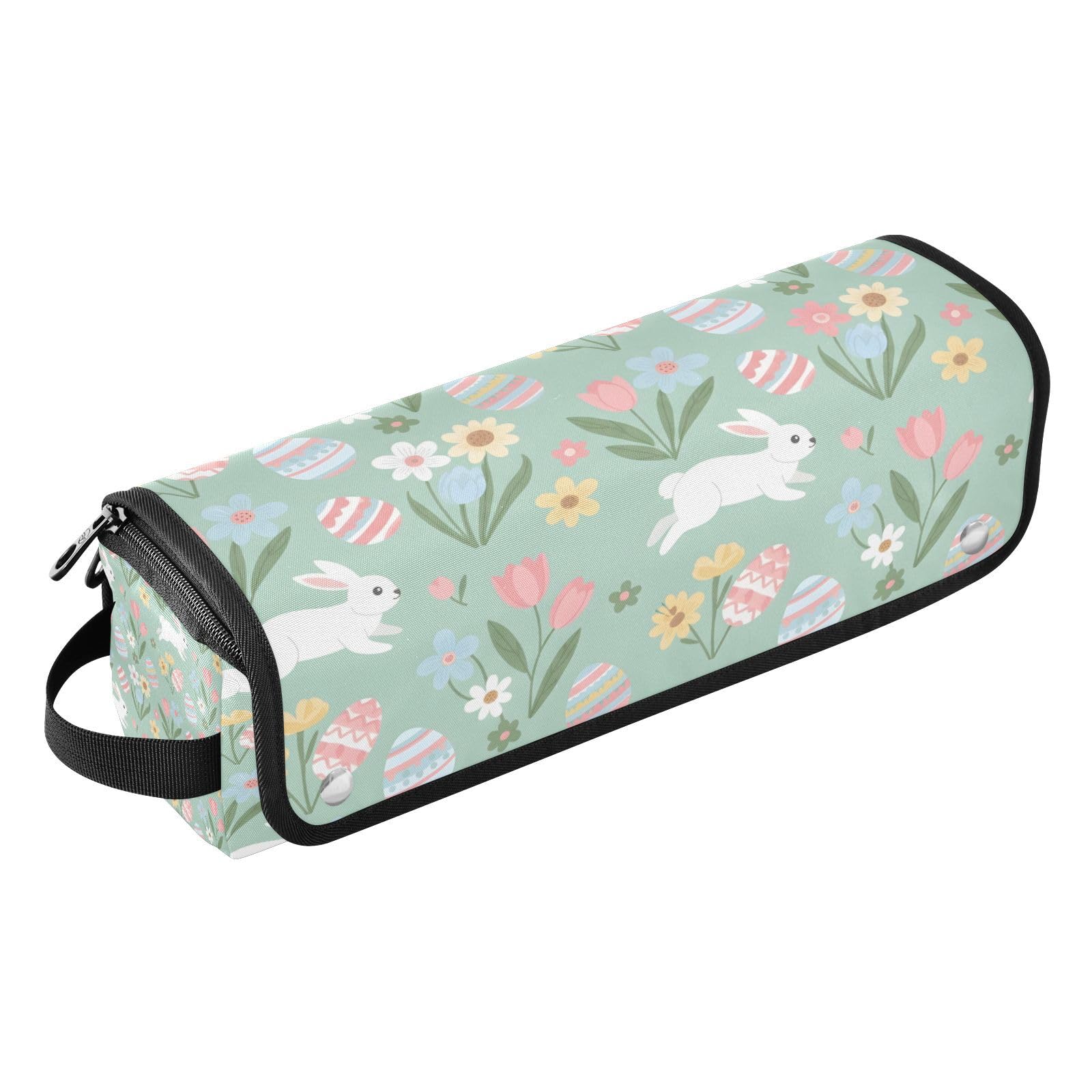 Rabbit Flowers Hair Tools Travel Bag Portable Hair Accessory Organizer with Heat Resistant Mat 2 in 1 Curling