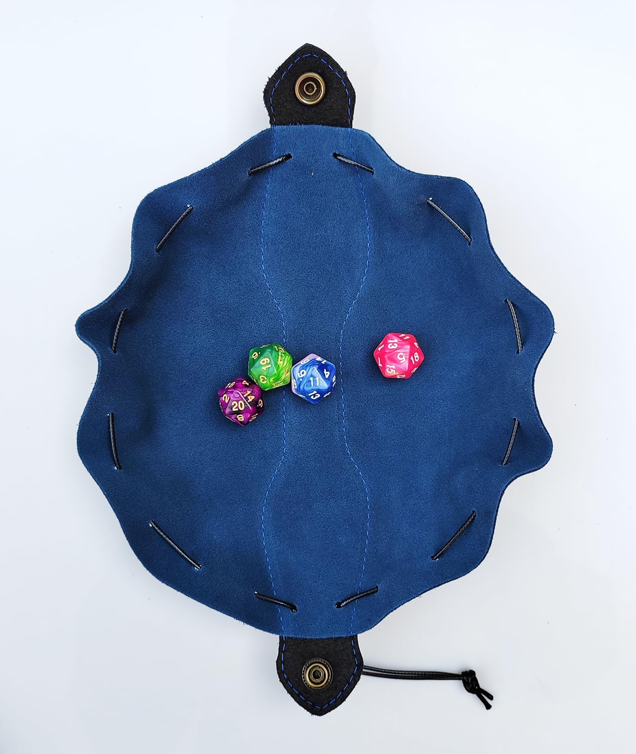 Black & Blue Celtic Tree DND Gifts Dice Bag - Tray with Drawstring & Button Genuine Leather Dice Pouch Storage Bag for d&d Dices Jewelry Coin & Small Accessories image 3
