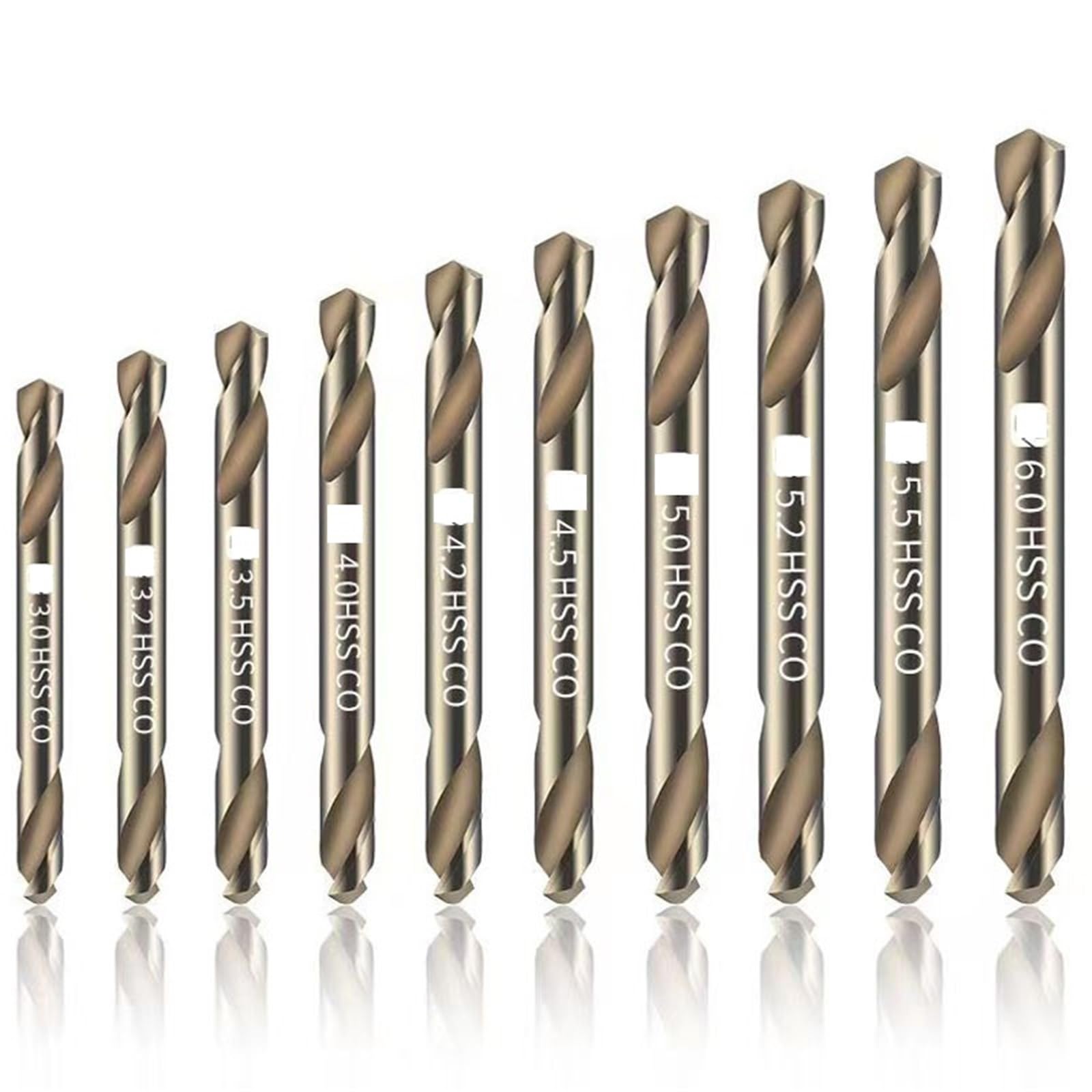 Juego de brocas para taladro rotativo Juego de 10 brocas doble cabezal HSS cobalto ultraduro filo for perforación metal y acero inoxidable con caja(5.5mm-10pcs)