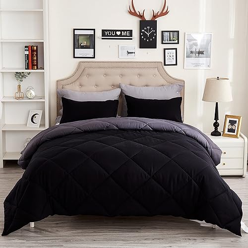 Carasylvia Juego de edredón ligero y sólido de 3 piezas edredón y 2 fundas de almohada para todas las estaciones juego de edredón alternativo para