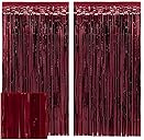 xo, Fetti Burgundy Red Party Curtain - Set of 2 | Bachelorette Fringe Decorations, Cute Birthday Photo Booth, Party Backdrop, Wine Bday Supplies