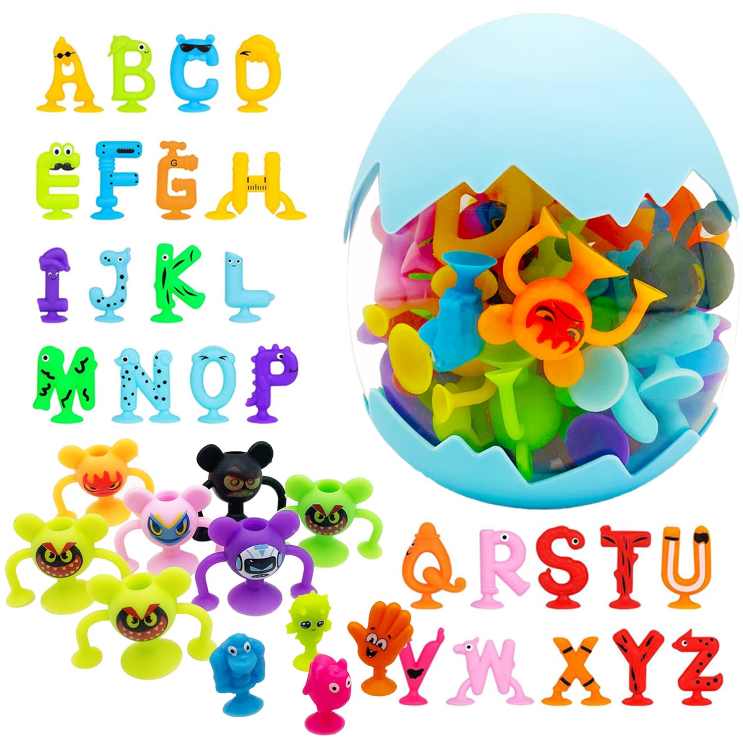 48 Piezas Juguetes Con Ventosa Montessori - Bloques De Silicona Para Niños, Autismo, Baño Y Viaje