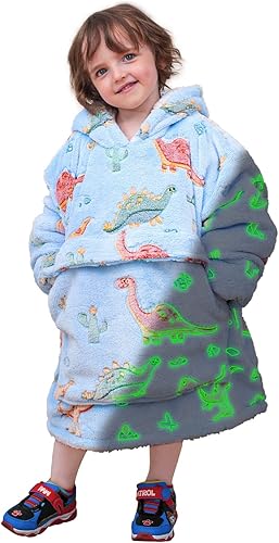 yescool Manta con capucha para niños  Manta Sherpa de gran tamaño con bolsillo  Regalos para niños y niñas  Almohada de viaje cálida portátil