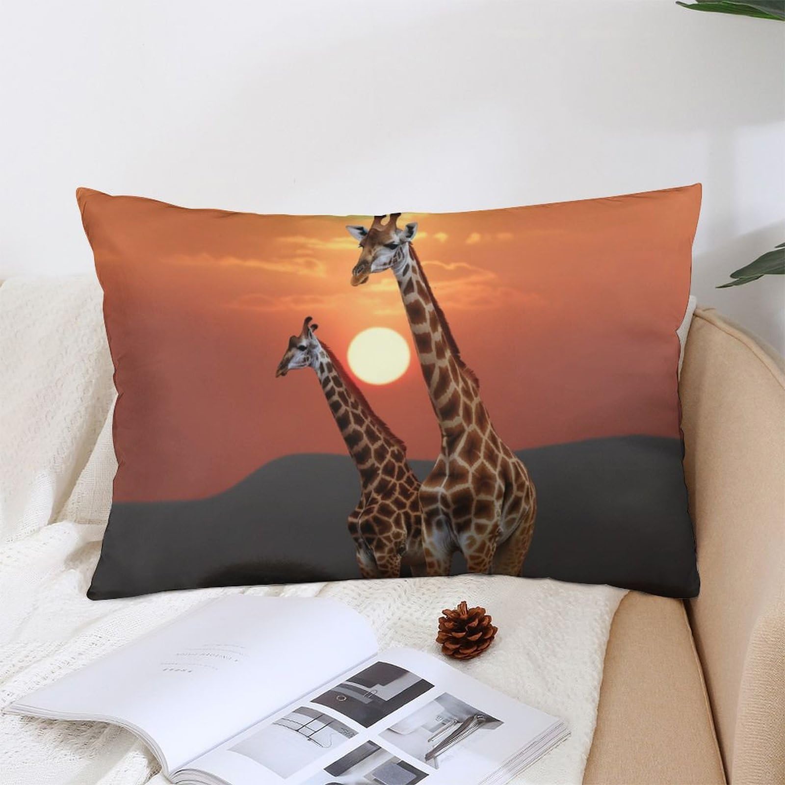 NTVOWPZO Decoration Throw Pillow Covers 12 "x20 Pillowcases Covers Giraffe at Sunset Soft Pillowcases Modern Farmhouse Home Decor Sofa Cushions Covers for Couch Bed Living Room