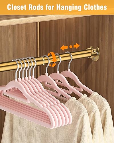 Miniatura 2 de FIRJOY Barras de armario para colgar ropa, resistentes, longitud ajustable (#2 dorado, 18.5 - 28 pulgadas)