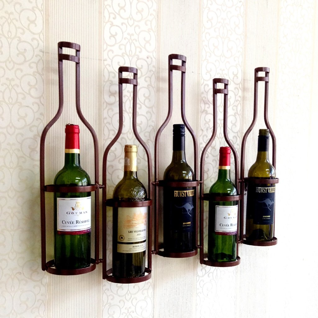 Casier à vin rétro en fer marron pour optimiser l'espace mural