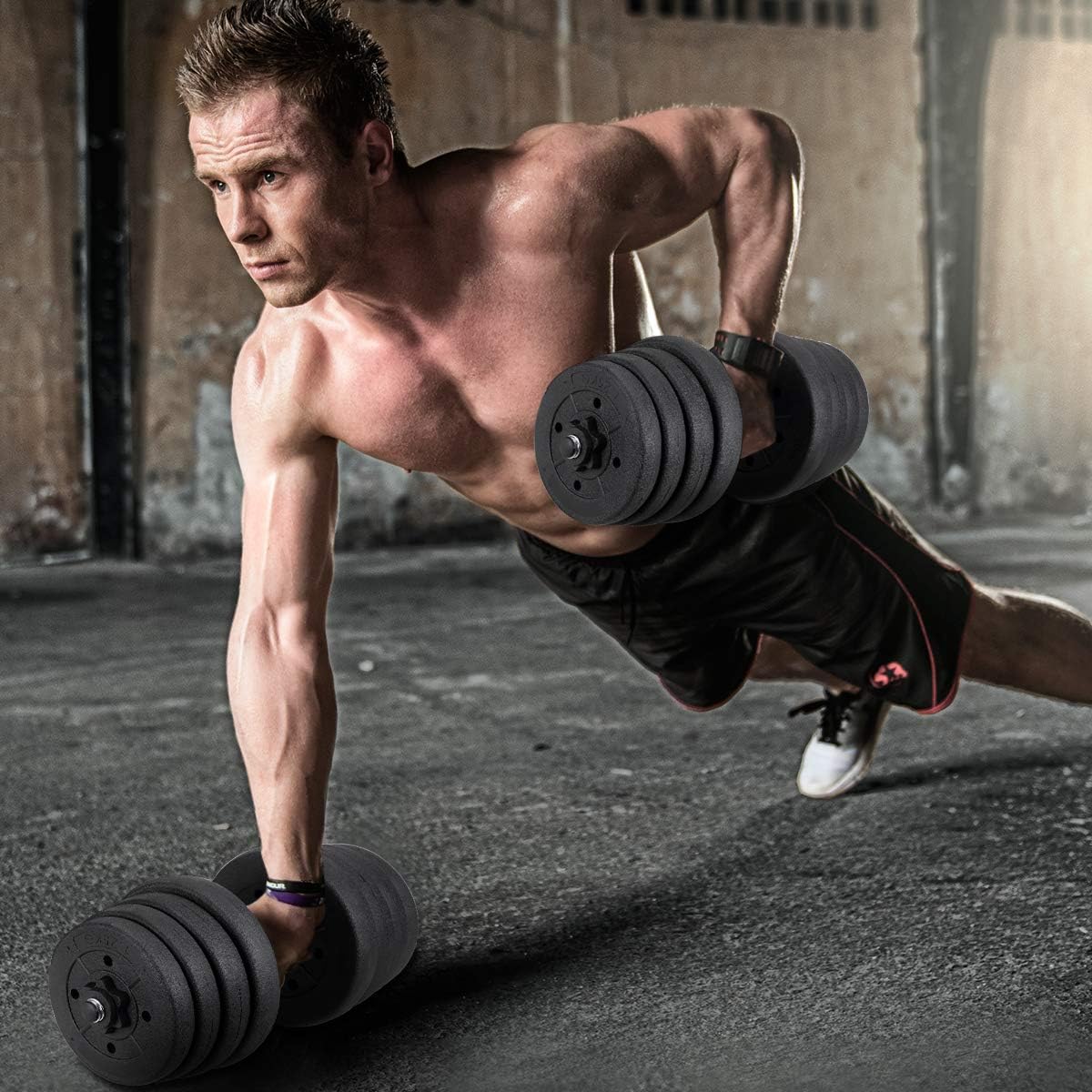 CrazyLynX Dumbbell Cement-Coated Rubber Adjustable Dumbbell Suitable for Home Indoor Fitness Bodybuilding Strength Training 20KG/30KG