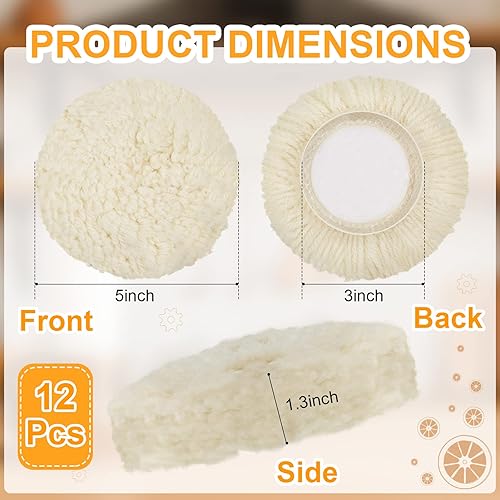 Miniatura 2 de 12 almohadillas de pulido de 3 pulgadas, kit de almohadillas de pulido de lana, almohadillas de pulido de gancho para taladro, almohadilla de corte