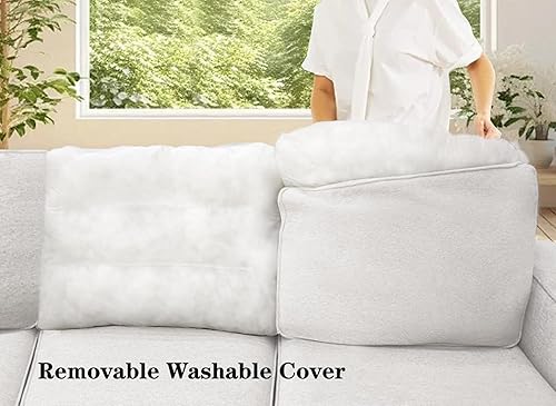 Miniatura 5 de Legend Vansen Sofá modular modular en forma de U con otomana, moderno y reversible, esquinero, sofá seccional para sala de estar (crema, sofá en