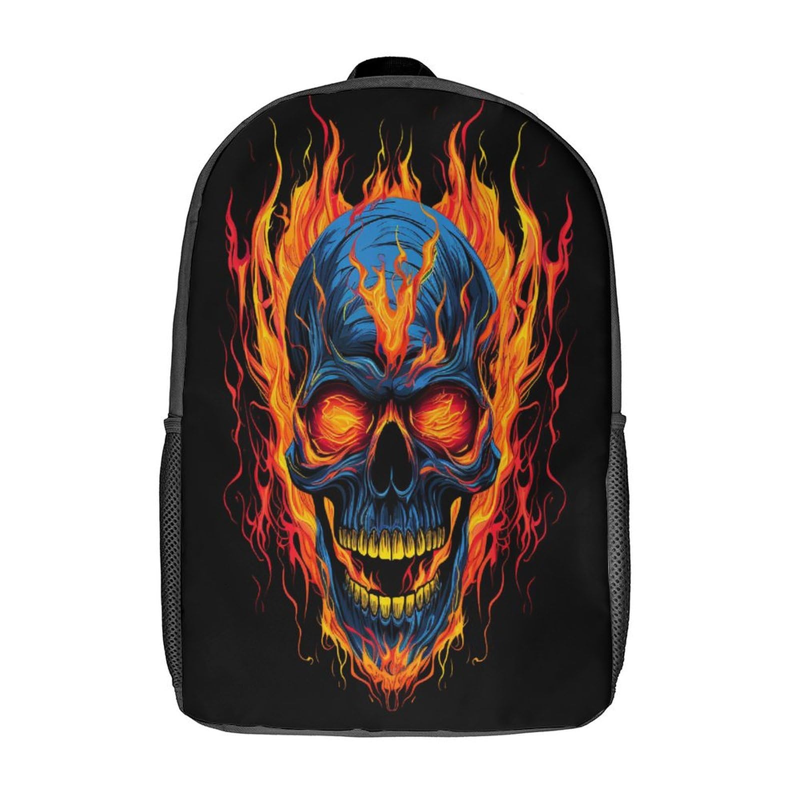 Vesfy Unisex Kids Style-6 Flaming Skull Large Capacity Backpack Skeleton Student School Bag 3D Printed Students Bookbag Casual Daypack For Boys And Girls 17Inch