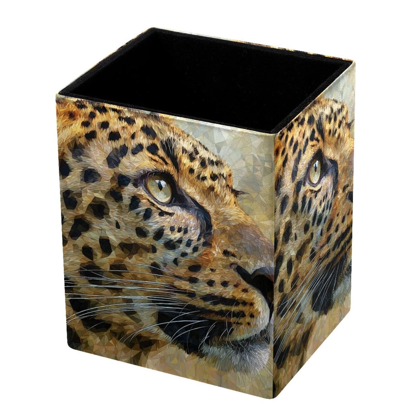 VAPOKF Pencil Holders for Desk, Leopard Printed Pen Holders Pen Pot Makeup Brushes Storage Desktop Stationery Supplies Organiser for Home Office