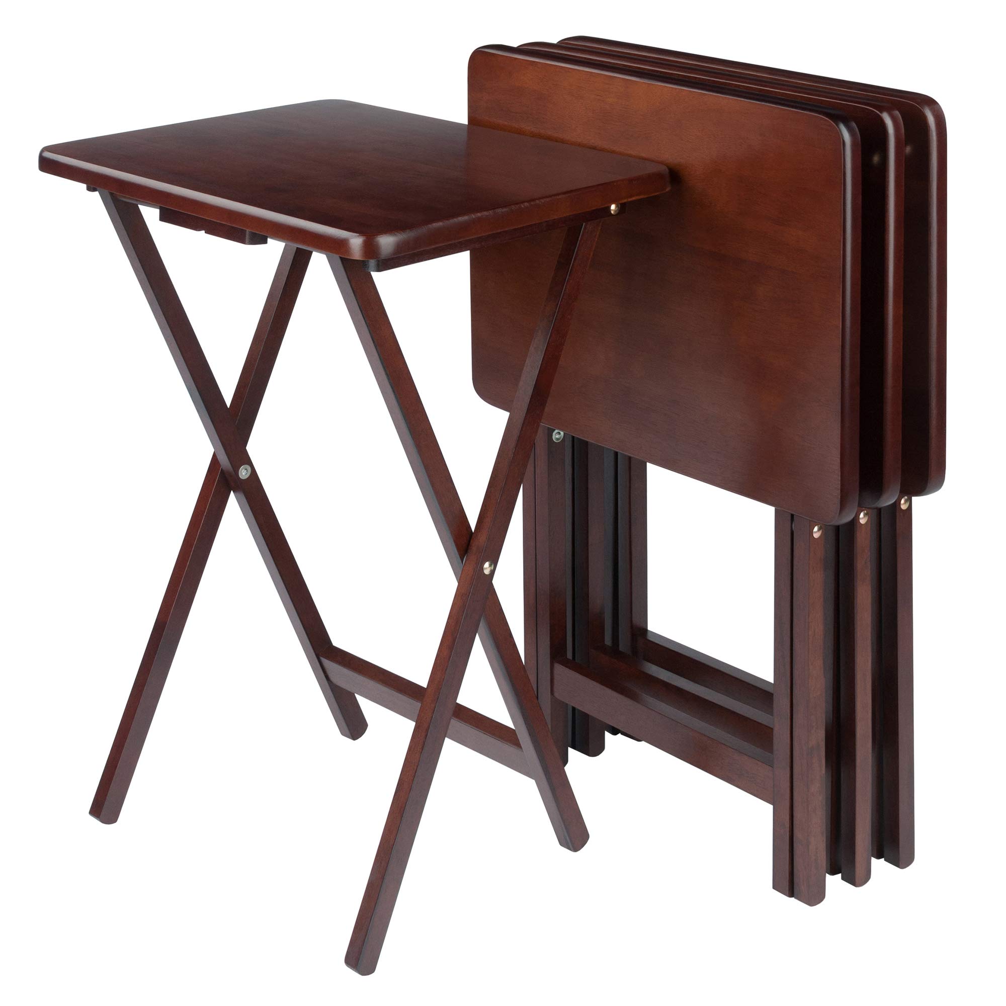 Winsome Alex Set of 4 Foldable Snack Tables, Walnut, 26"