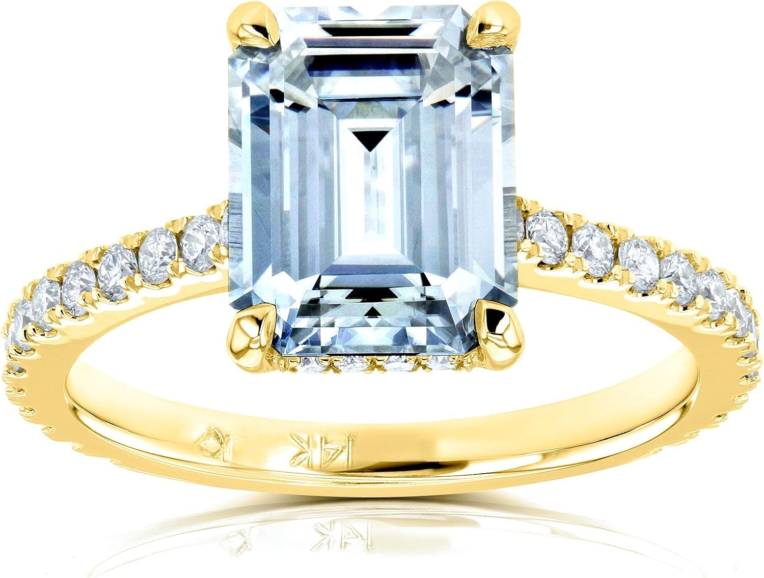 Kobelli Emerald-cut Forever One Moissanite Engagement Ring 2 7/8 CTW 14k Yellow Gold | 