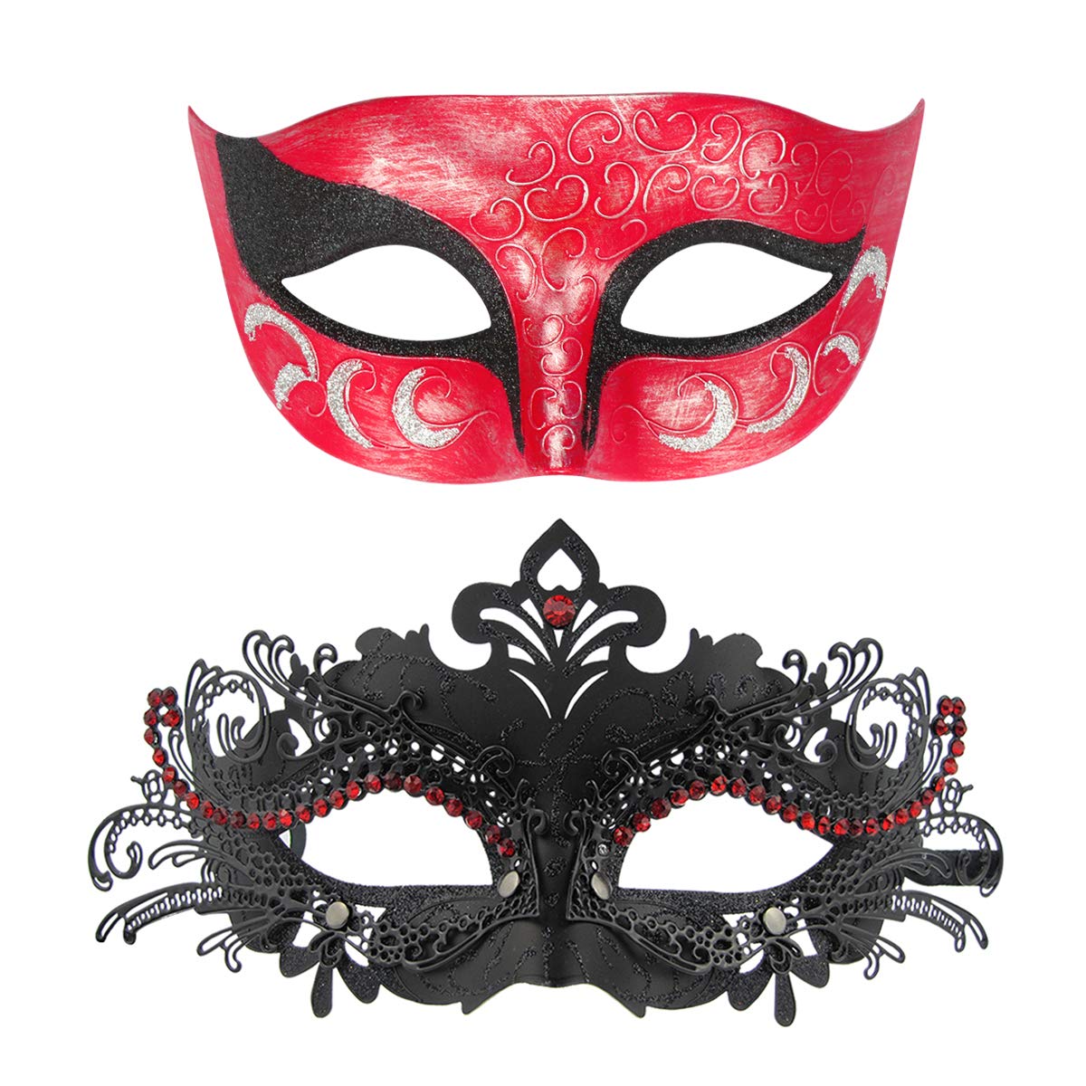 Coddsmz Couple Masquerade Mask Set - Venetian & Mardi Gras Mask for Women & Men, Color 2, One Size โ image 1