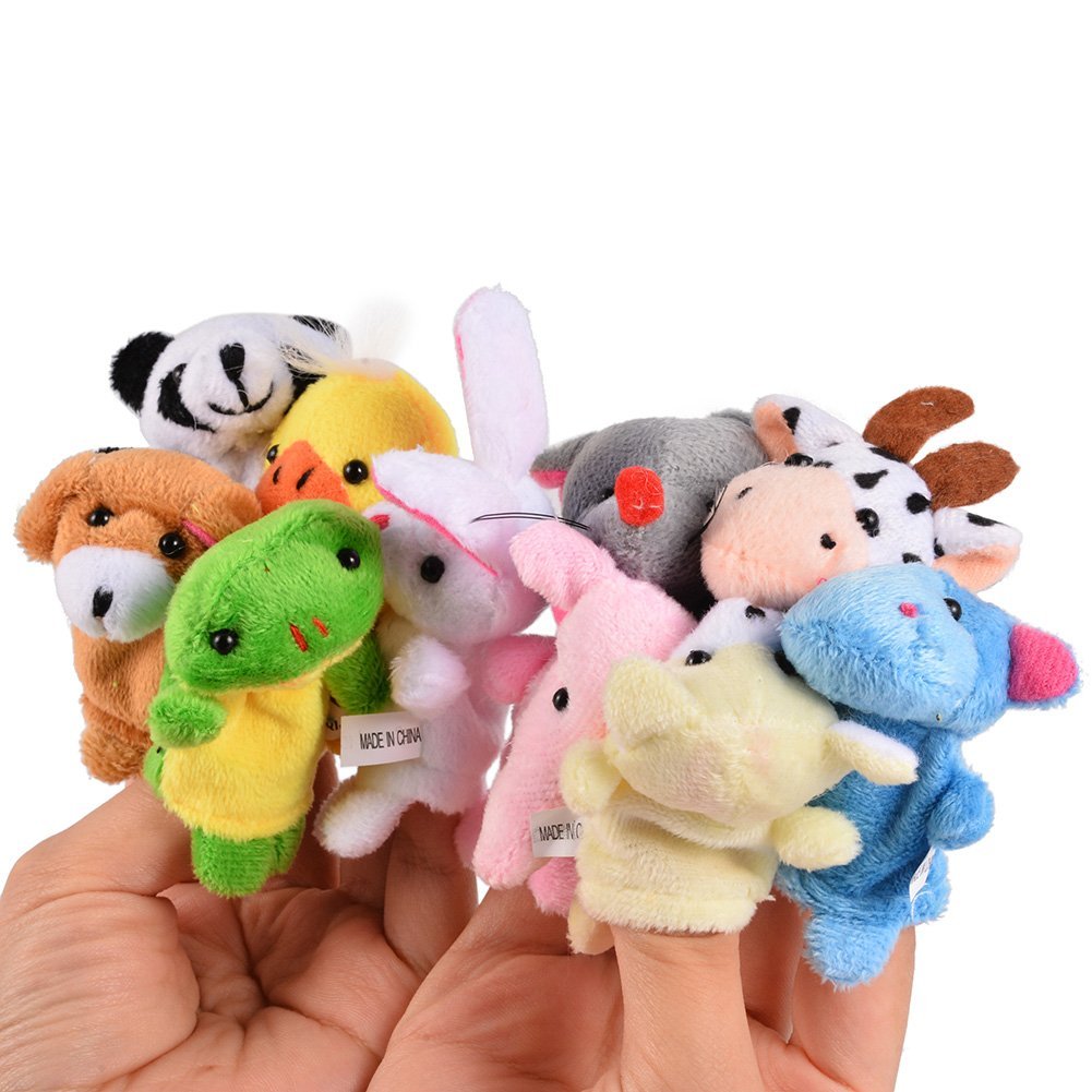 Acekid 10 Pcs Soft Plush Finger Puppets Set,Animal Finger Puppets for Kids