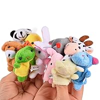 Vista 4 de acekid suave felpa Animal Finger Puppets Set terciopelo estilo Animal, 10 piezas