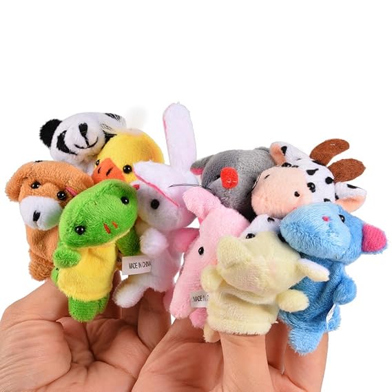 Acekid 10 Pcs Soft Plush Finger Puppets Set,Animal Finger Puppets for Kids
