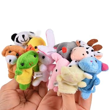 Acekid 10 Pcs Soft Plush Finger Puppets Set,Animal Finger Puppets for Kids