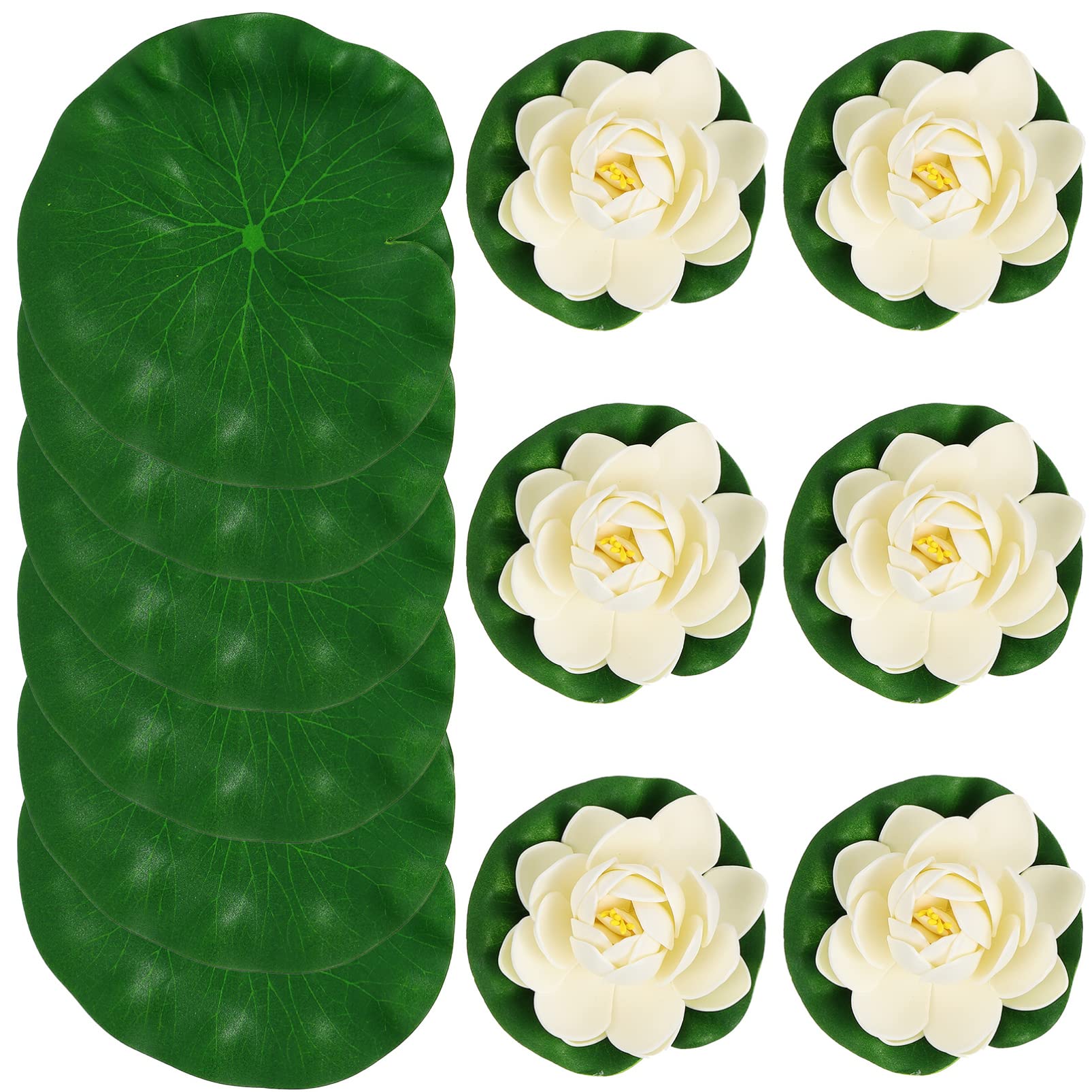 COHEALI Pond Lily Pad Artificial Lotus 12Pcs Floating Lotus Flowers Artificial Lily Pads Pond Landscape Fake Lotus Garden Decor Simulation Plant Floating Pool Decorative Lily Flowers-picture-33