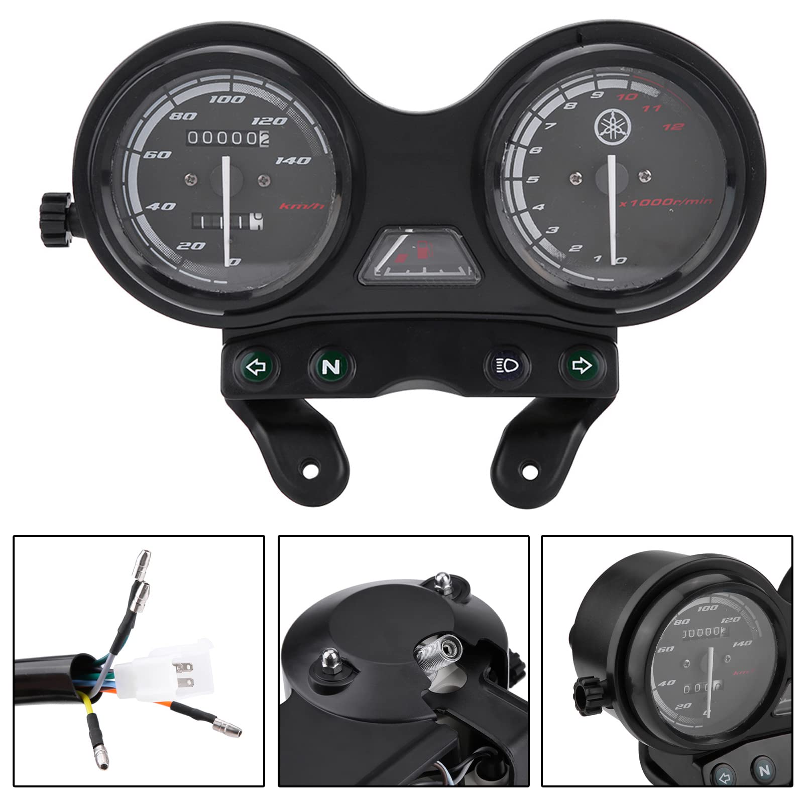 Velocímetro de motocicleta, DC 12V Moto Moto 12000RPM LCD Cuentakilómetros Velocímetro para YBR 125