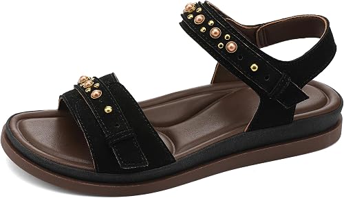UBFEN Womens Sandals Comfortable Arch Support Steel Beaded F