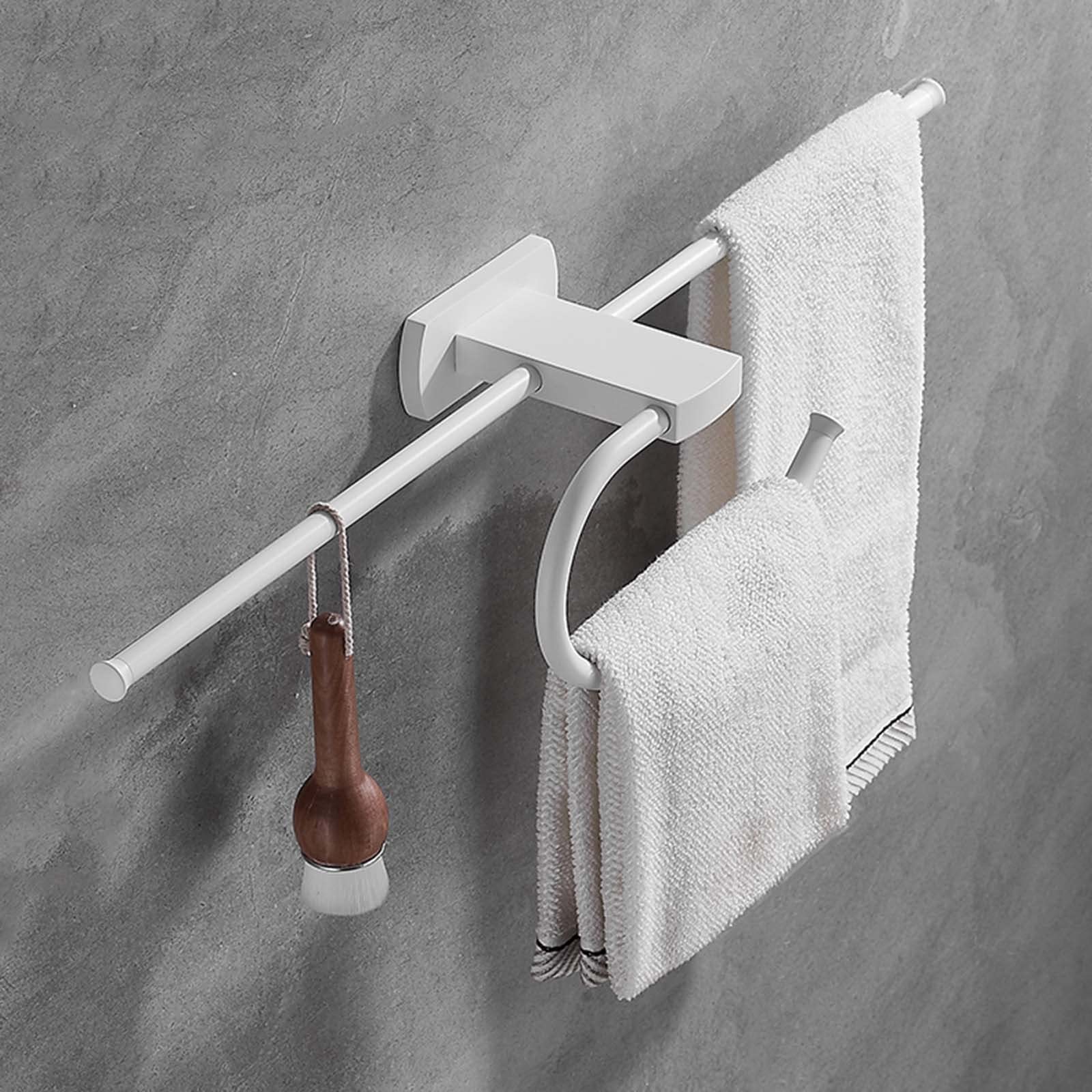 Estante para Toallas de baño, Soporte de Pared sin Taladro, riel Autoadhesivo de latón Inoxidable para Inodoro, Blanco A, 50 cm