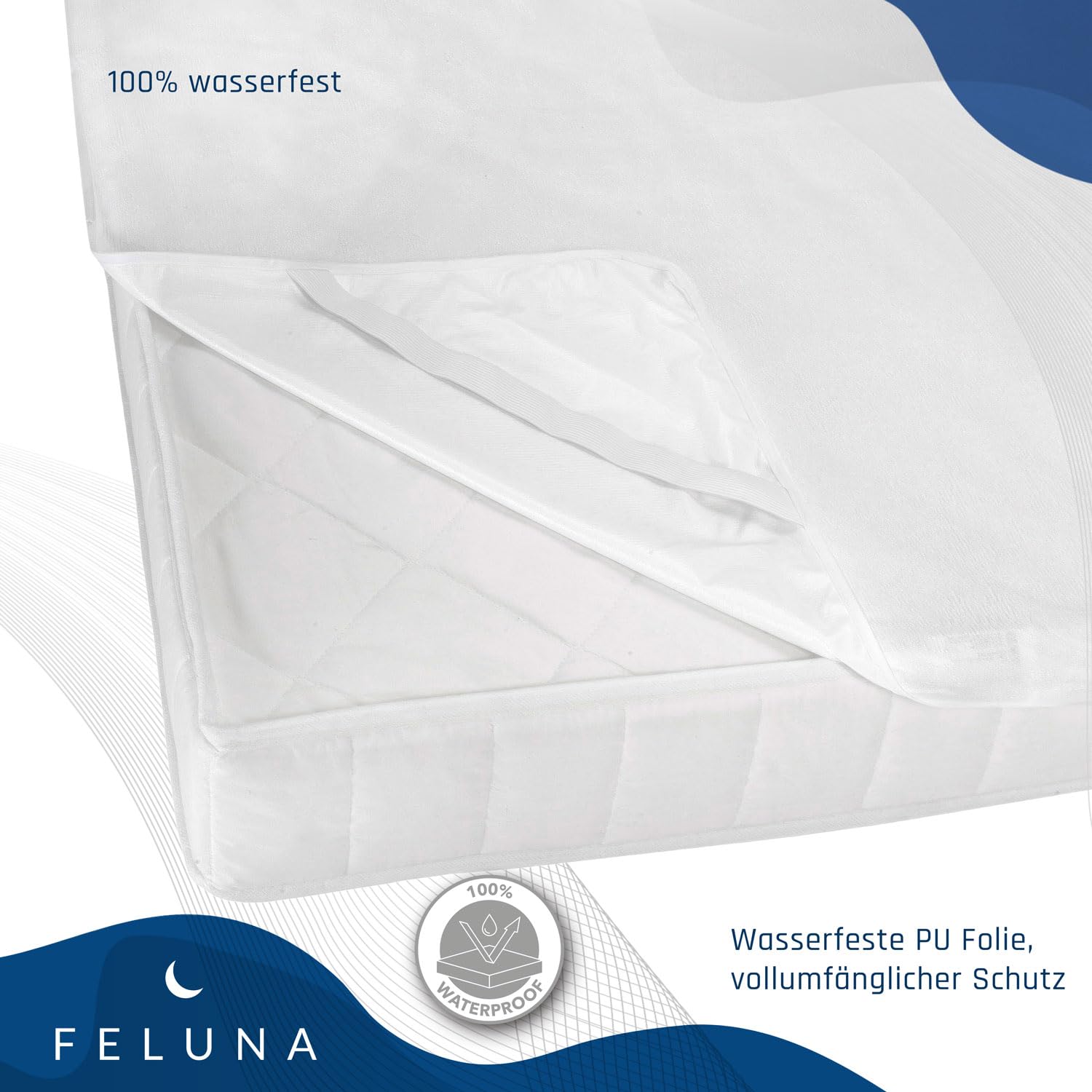 Feluna® Protector de Colchón Impermeable de Bambú - Antiácaros | Membrana PU multicapa sin ruido - transpirable y suave - apto para bebés, alérgicos e incontinencia