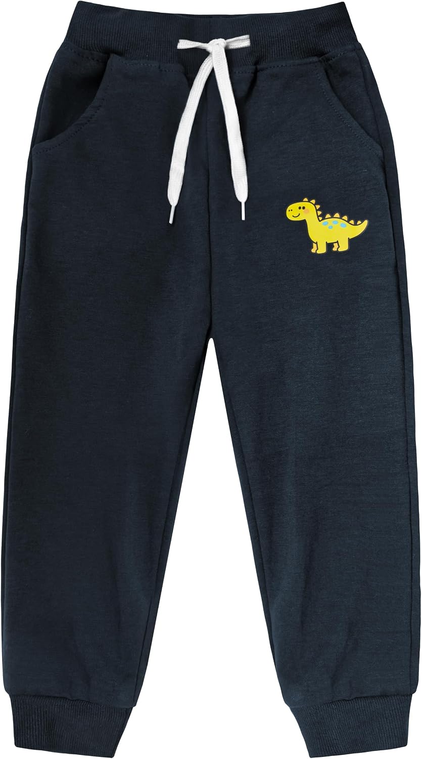 VOGRYE Boys' Sweatpants 3-Pack - Soft Cotton Jogger Pants with Pockets, Elastic Waist Drawstring for Kids School Sports
