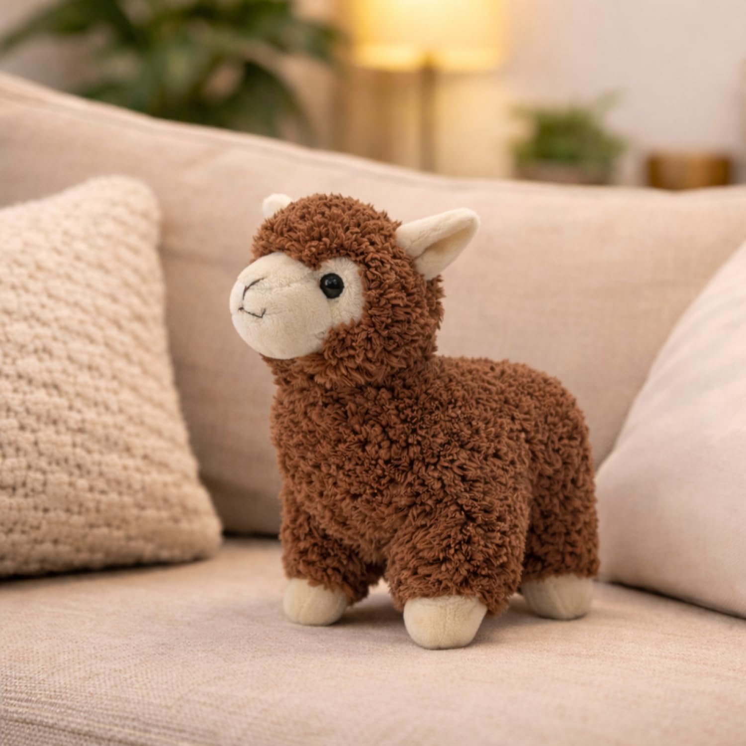 com-four® Peluche Llama 22 cm – Alpaca Suave 100% poliéster – muñeco de Peluche Esponjoso – Juguete tierno para Regalo y decoración (marrón - Llama) — view 3