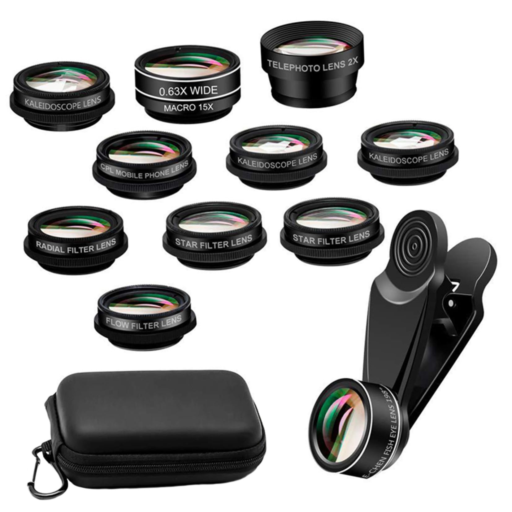 SHINEOFI Kit de Lentes para Fotografía Móvil Clip y Funda Lentes Macro y Gran Compatible Smartphones