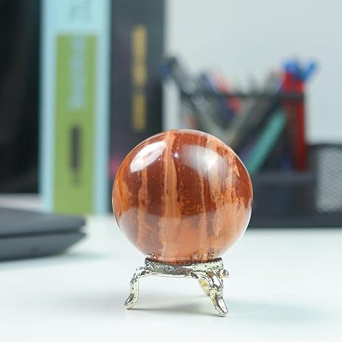 Miniatura 4 de Crocon Bola de esfera de jaspe de chocolate de 1.969 in con soporte de metal, más de 1400 quilates, bola de piedras preciosas curativas, escultura