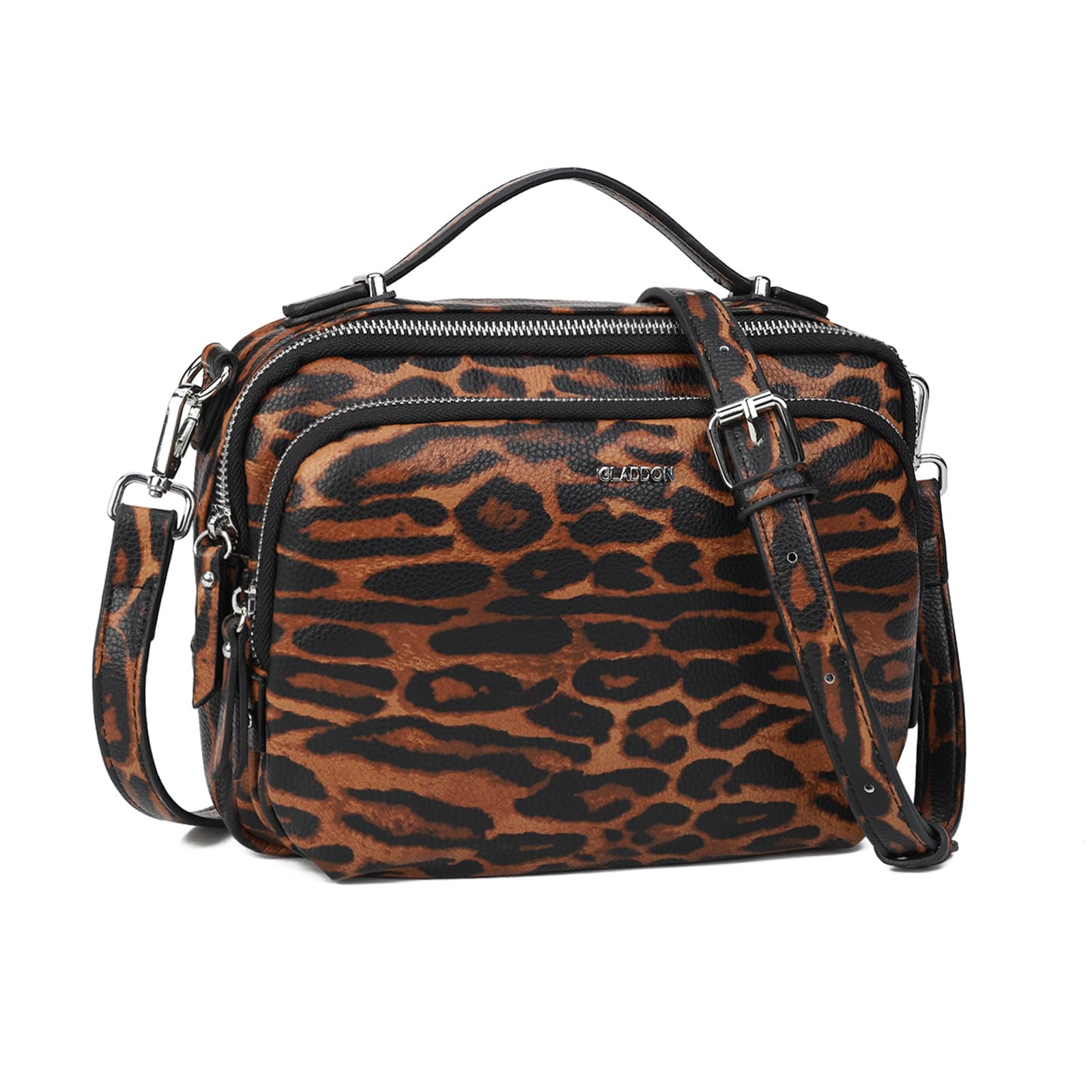 Gladdon Piccola Borsa a Tracolla Donna, Crossbody Bag con 3 Scomparti Capienti, Borsa Mano PU Pelle Sintetica, Borsetta Moda Borse Spalla con Tracolla Regolabile e Rimovibile…Leopardo