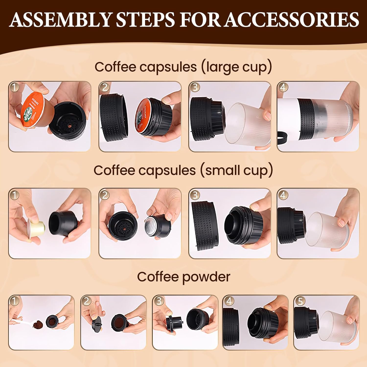 Generico 3 In 1 Macchina da Caffe Portatile, Macchina Caffè Portatile Multi Capsule, Macchina da Caffè Espresso Riscaldamento Rapido, Caffettiera Portatile Per Ufficio, Casa (Bianco)