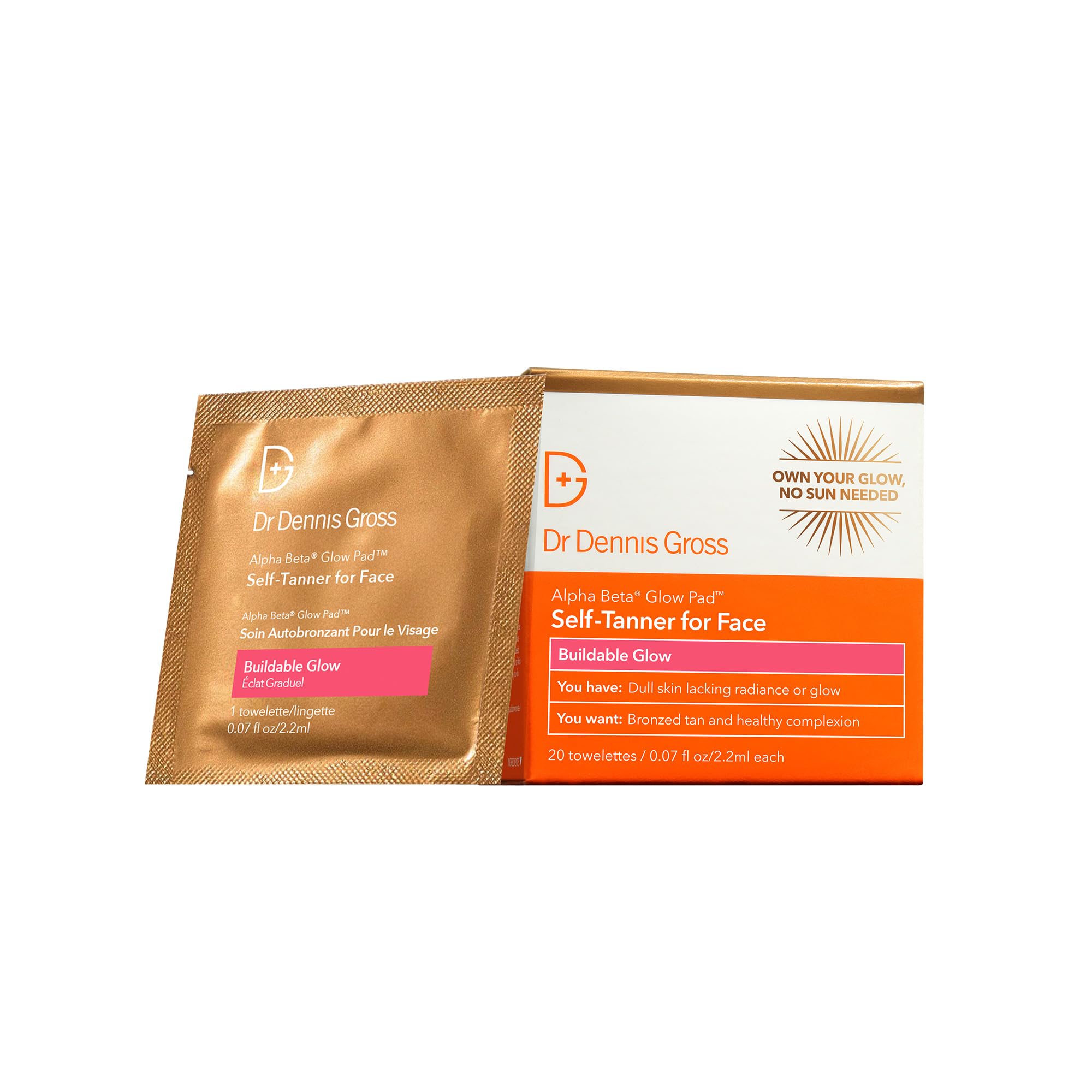 Dr. Dennis Gross Glow Pad Self-Tanner for Face with AHAs & BHAs