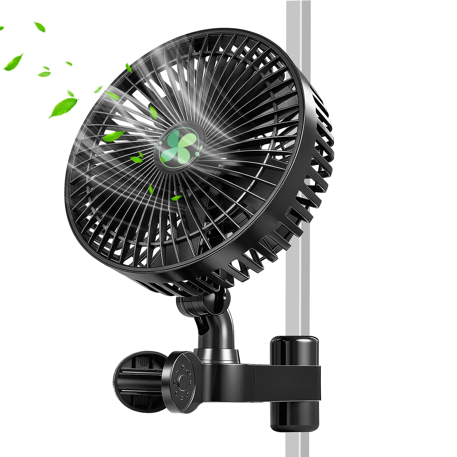 Grow Tent Fan, 7" Clip On Fan for Grow Tent with EC Motor, 4 Speeds Powerful Oscillating Clip fan with 10w Low Noise, Auto Oscillation, grow tent fans for Hydroponic Plants Circulation Cooling